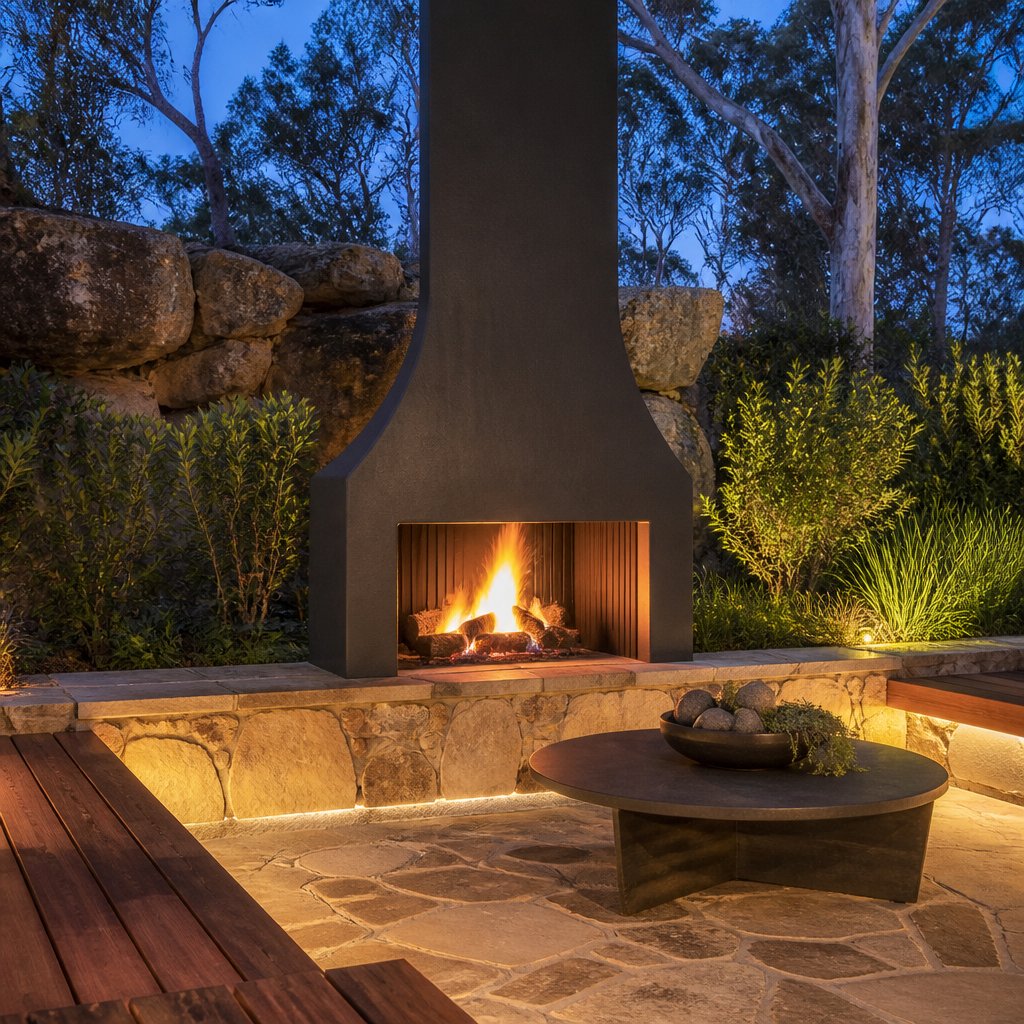 Custom outdoor fireplace build — Hills District