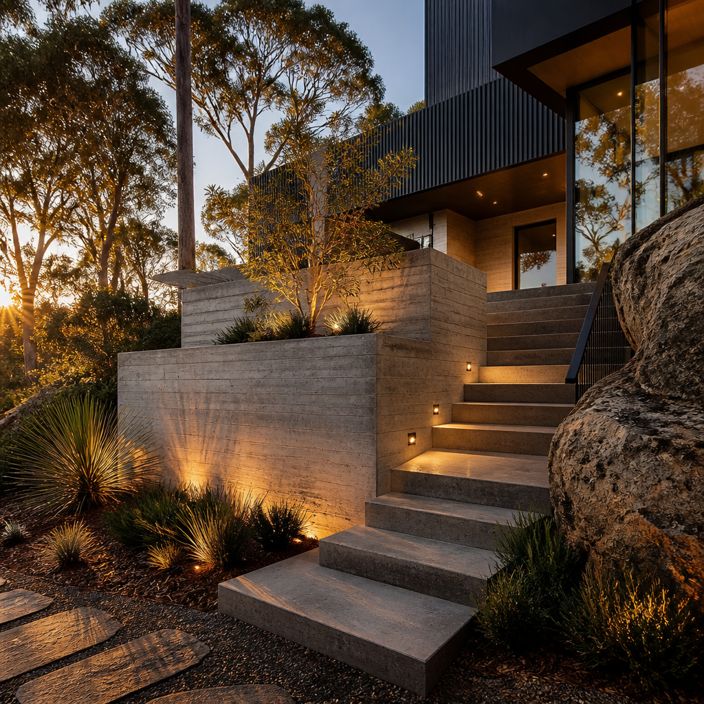 Board-formed concrete wall