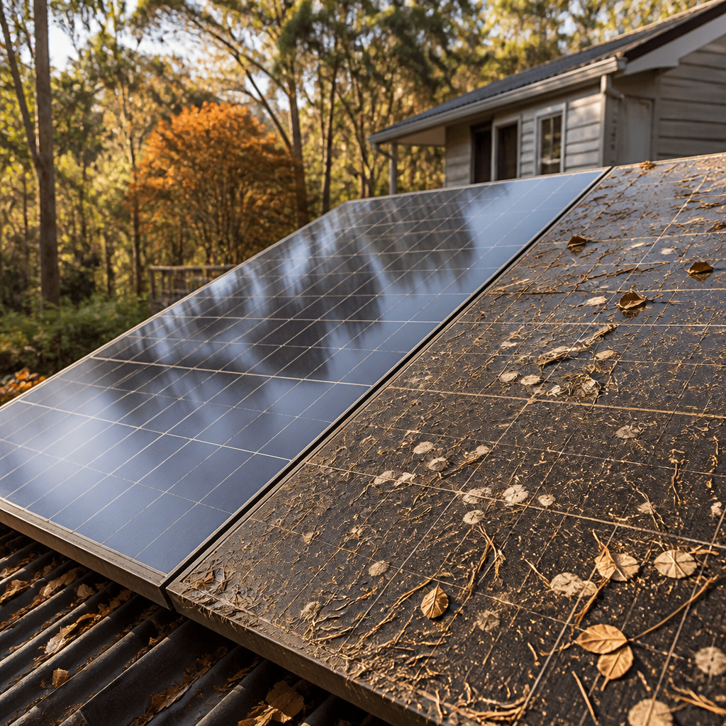 Dirty solar panel close up